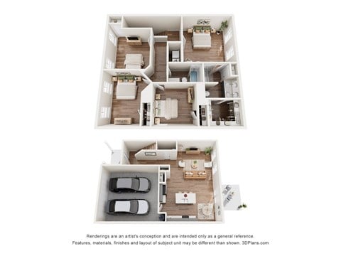 Floor plan for 4 beds, 2.5 baths, 1746 sqft